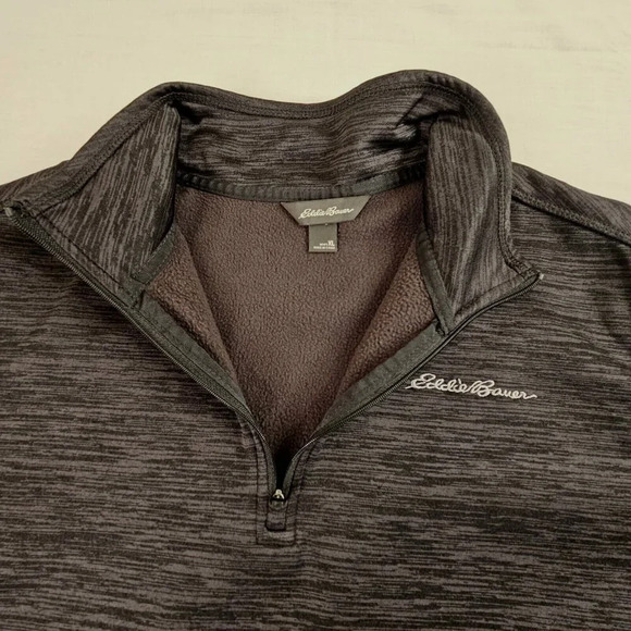 Eddie Bauer Pullover Men XL Charcoal Gray 1/4 Zip Active Performance Run Hike - Picture 3 of 12
